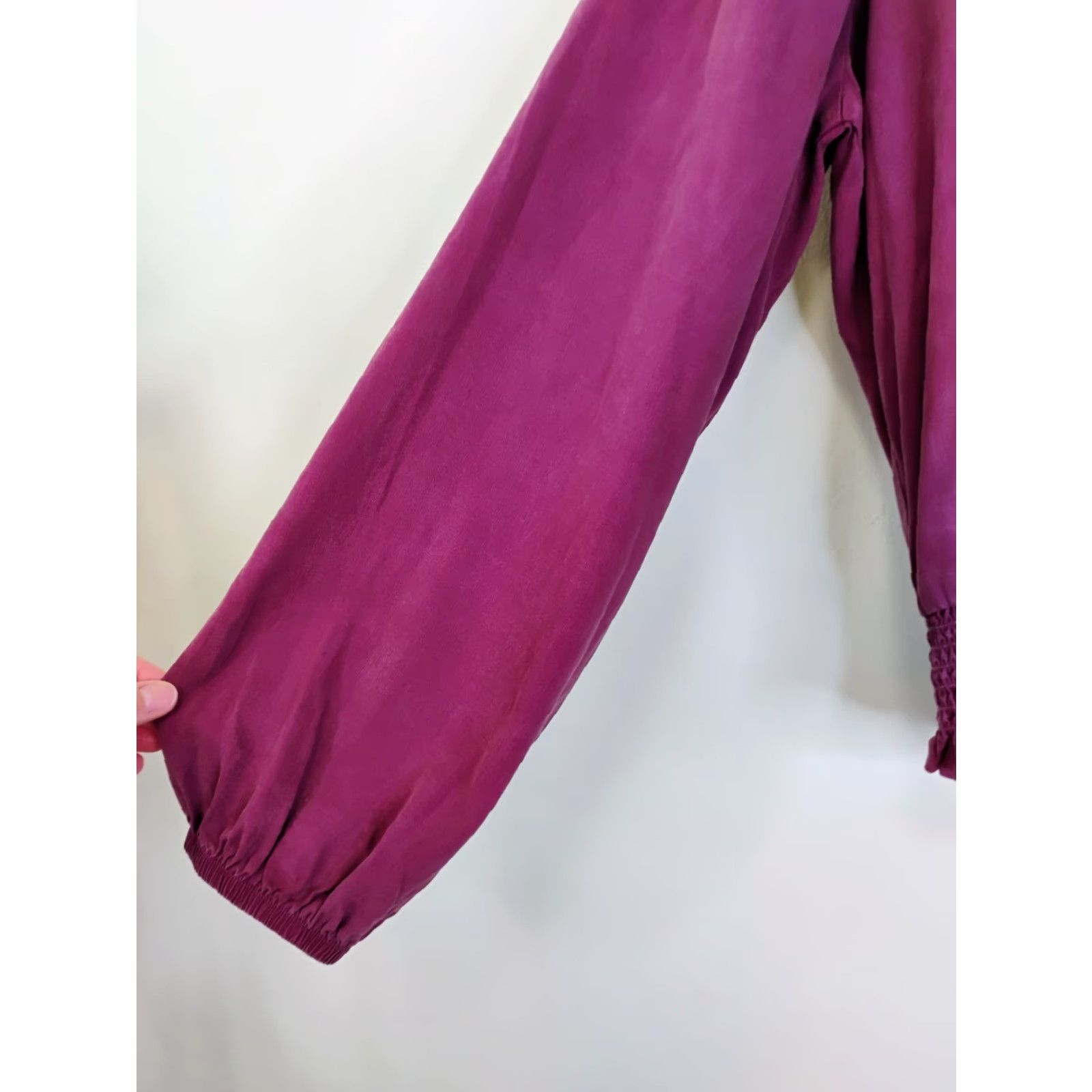 Anthropologie Cloth & Stone Blouse V-Neck Long Sleeve XL Purple Woman Shirt Regular Tencel Casual Fall Spring Summer Womens Size XL / US 12-14 / IT 48-50 - 5 Thumbnail