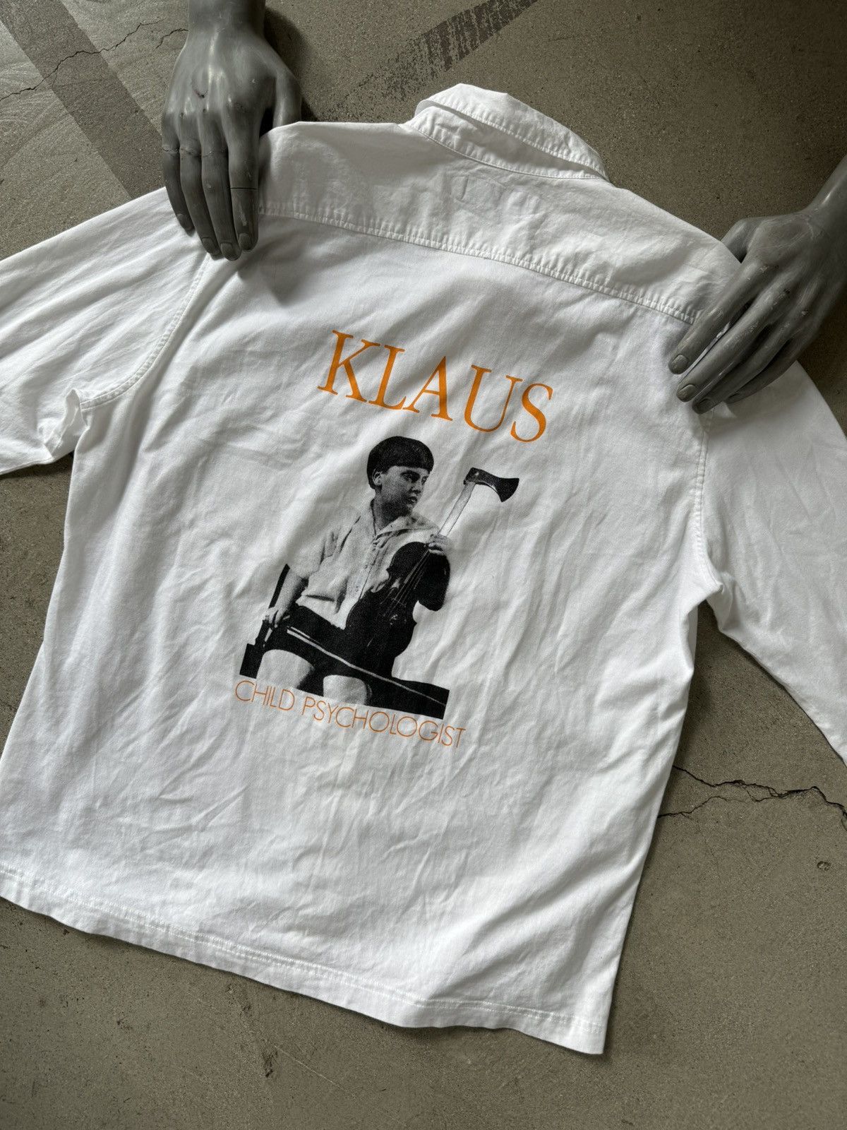image of Archive Ss06 Undercover Graphic Hybrid Button Shirt in White, Men's (Size Medium)