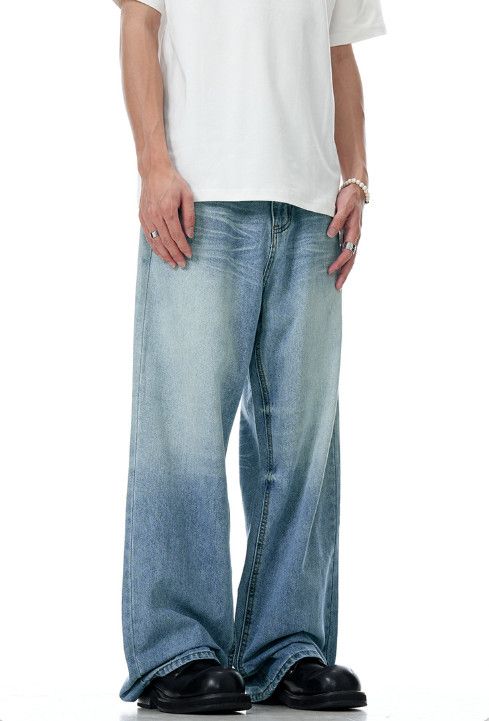 Vintage Washed men's retro cleanfit slim casual blue jeans Size US 32 / EU 48 - 3 Thumbnail