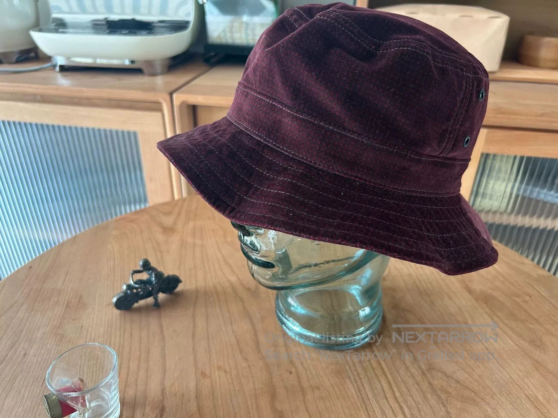 Freewheelers burgundy velvet bucket hat for outdoor use. Size ONE SIZE - 1 Thumbnail
