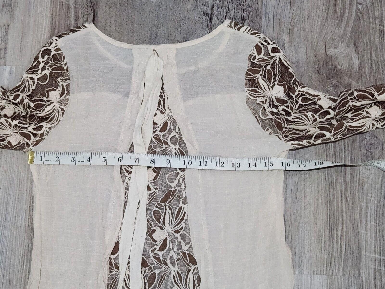 Other A'reve Top Medium Brown Cream Lace Long Sleeve Open Back Size M / US 6-8 / IT 42-44 - 4 Thumbnail