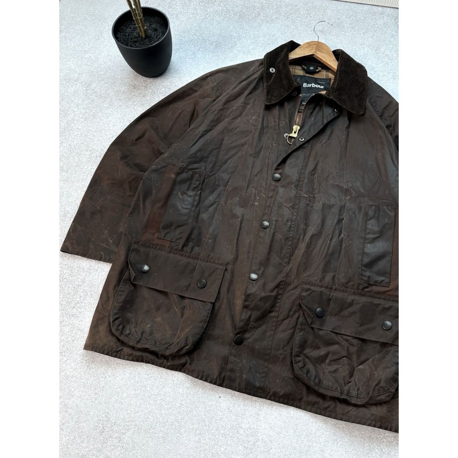 Barbour VINTAGE Barbour Beaufort Jacket Mens XL Brown Waxed Overcoat 90s Barbour Waxed England USA Retro Barbour 117 cm C46/Large Size US XL / EU 56 / 4 - 4 Thumbnail