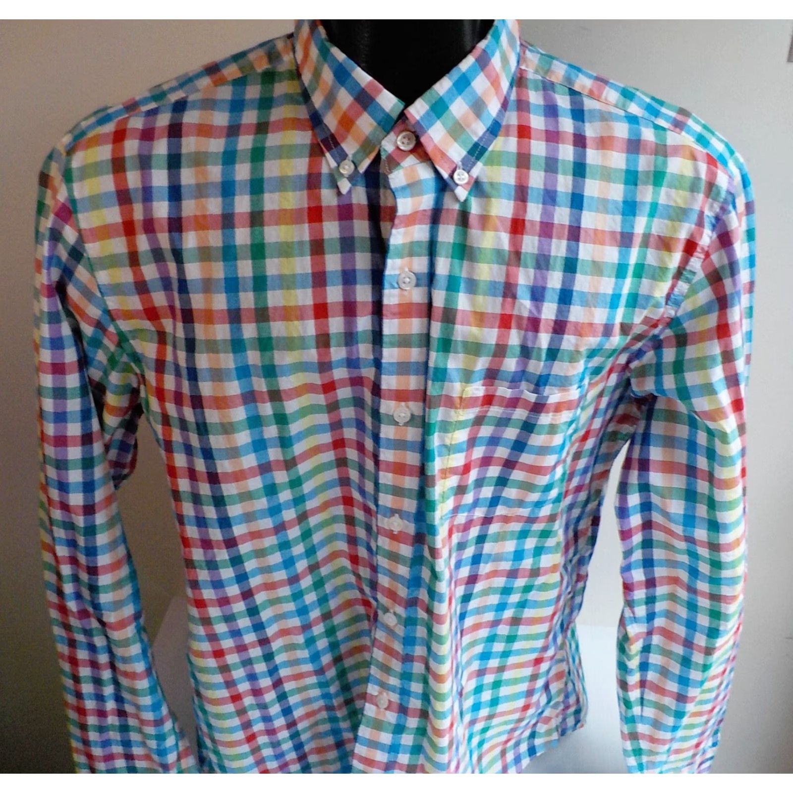 J.Crew J.CREW Lightweight Shirt Multicolor Checkered Button-Down LS Shirt Large Mens Cotton Slim Long Sleeve Size US L / EU 52-54 / 3 - 2 Thumbnail