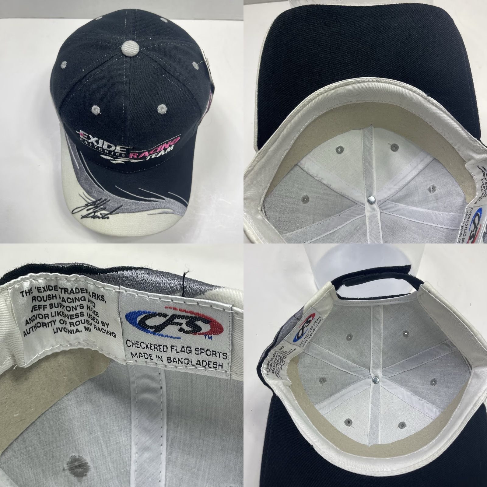 Vintage VINTAGE Checkered Flag Hat Racing Baseball Cap One Size White Jeff Burton #99 NWT Exide Batteries Roush Racing Mens Size ONE SIZE - 8 Thumbnail