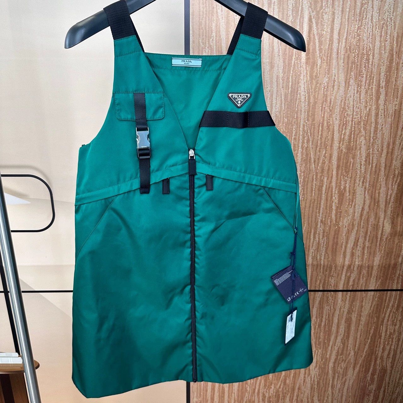 prada nylon utility dress tee in green