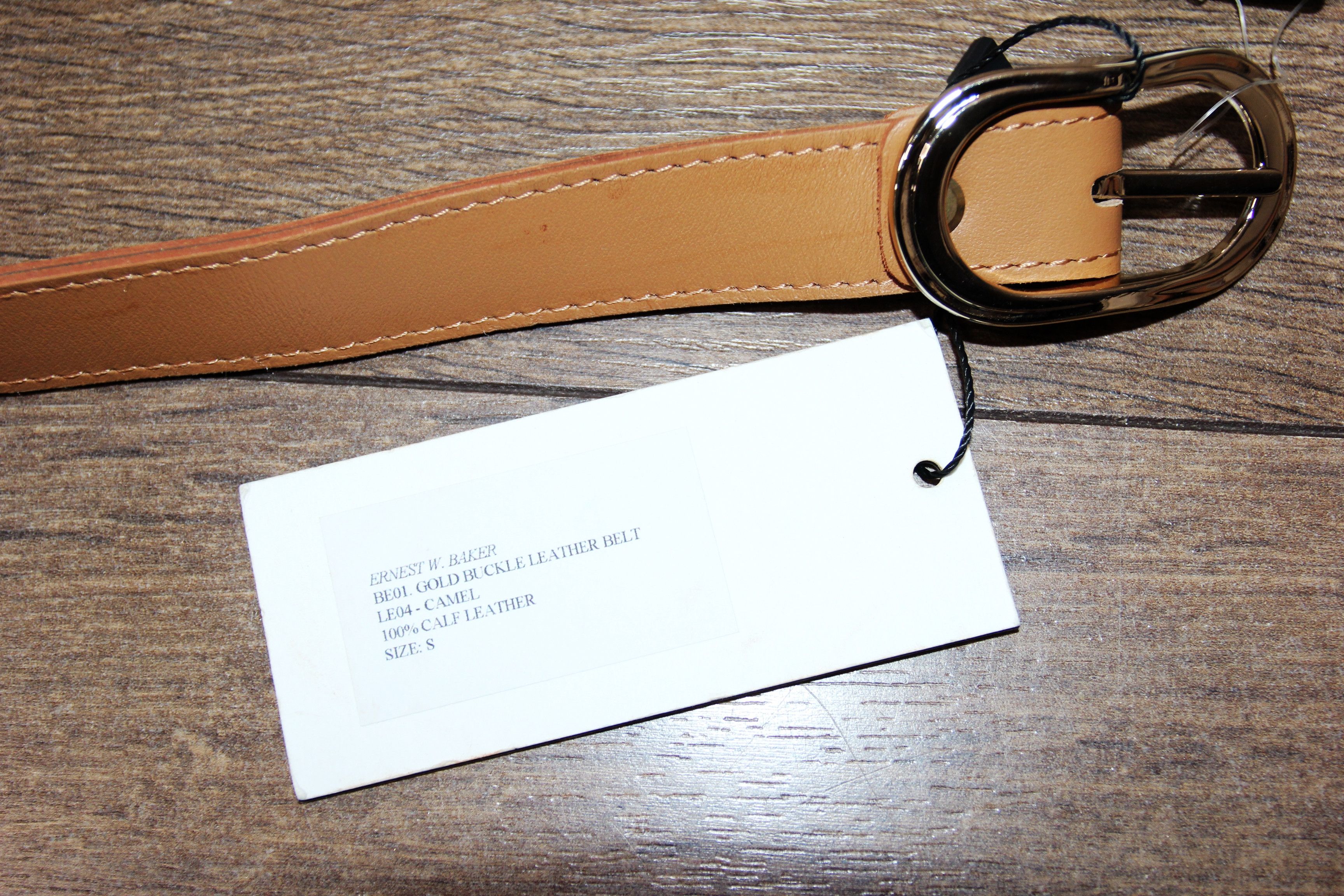 Ernest W. Baker BNWT SS23 ERNEST W. BAKER GOLD BUCKLE LEATHER BELT S Size 30 - 2 Thumbnail