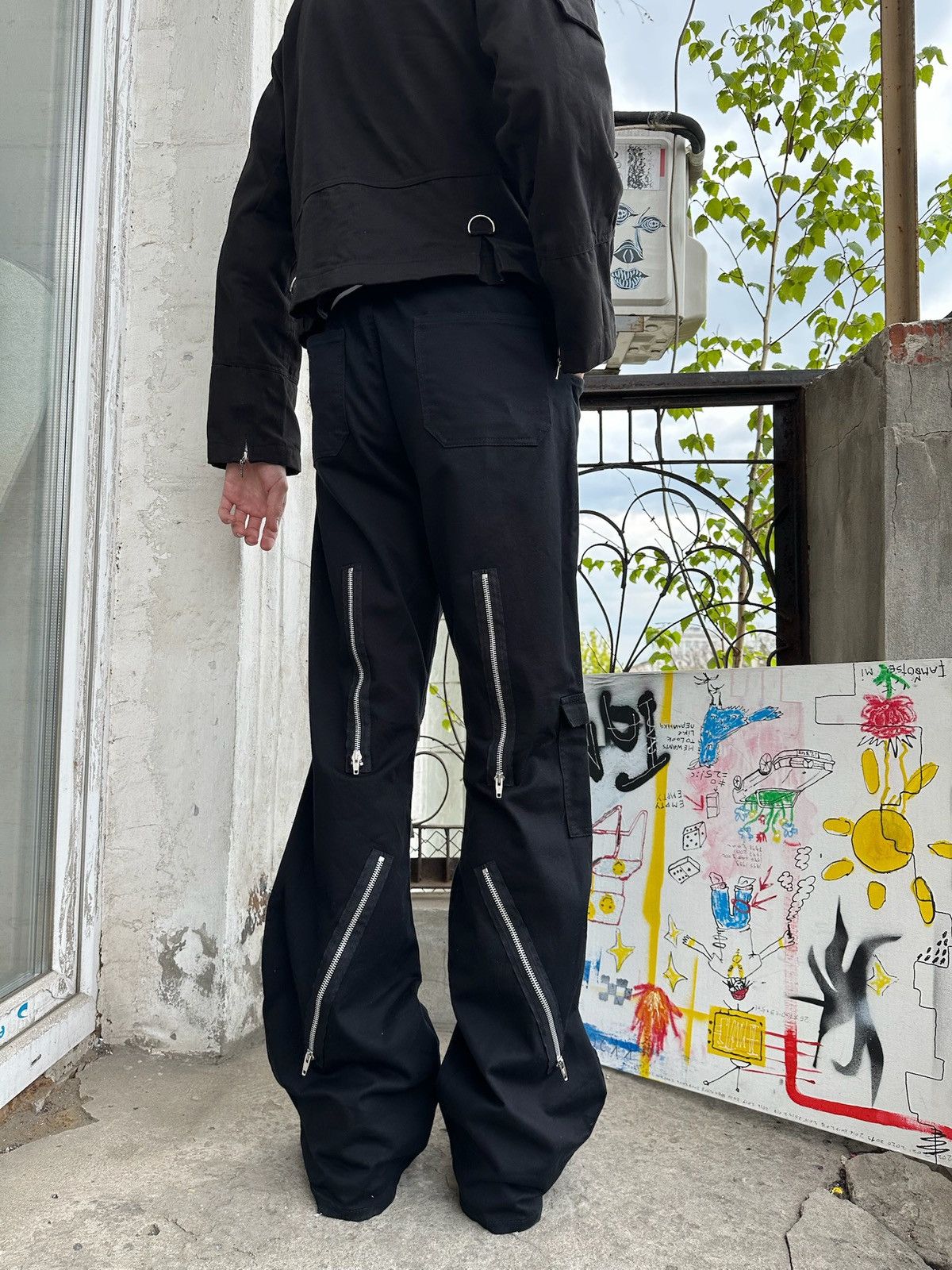 Japanese Brand RARE Aderlass Bondage Pants Cyber Punk flared Size US 35 - 9 Thumbnail