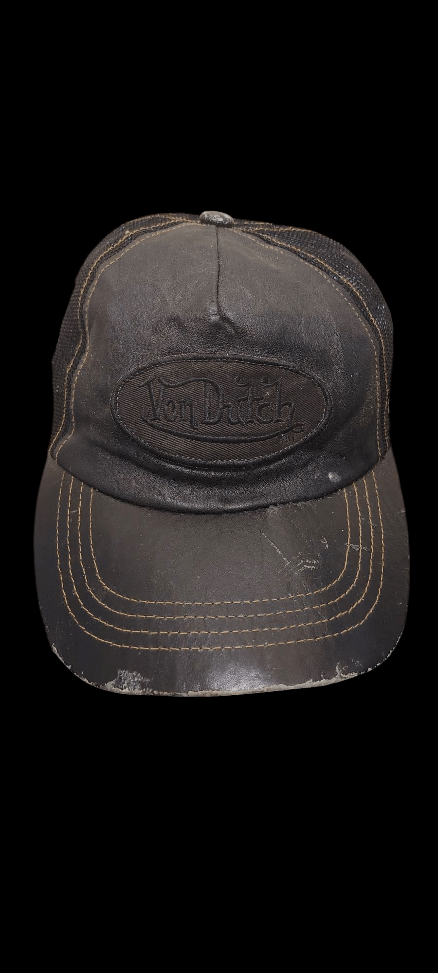 Designer × Japanese Brand × Von Dutch 💥Distressed💥Thrashed💥 Black Von Dutch Trucker Hat Size ONE SIZE - 1 Thumbnail