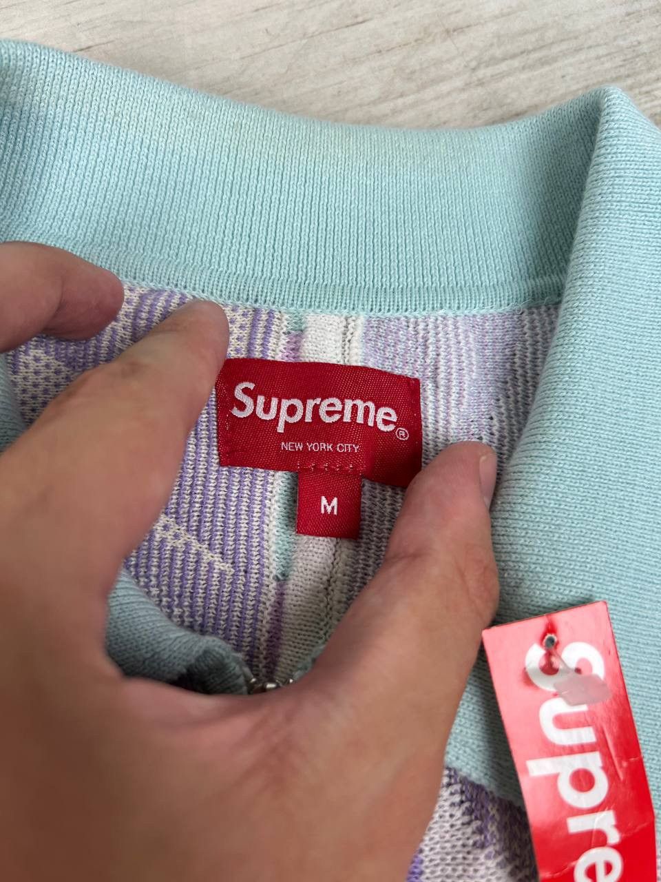Supreme Supreme Abstract Textured Zip Up Polo Size US M / EU 48-50 / 2 - 6 Thumbnail