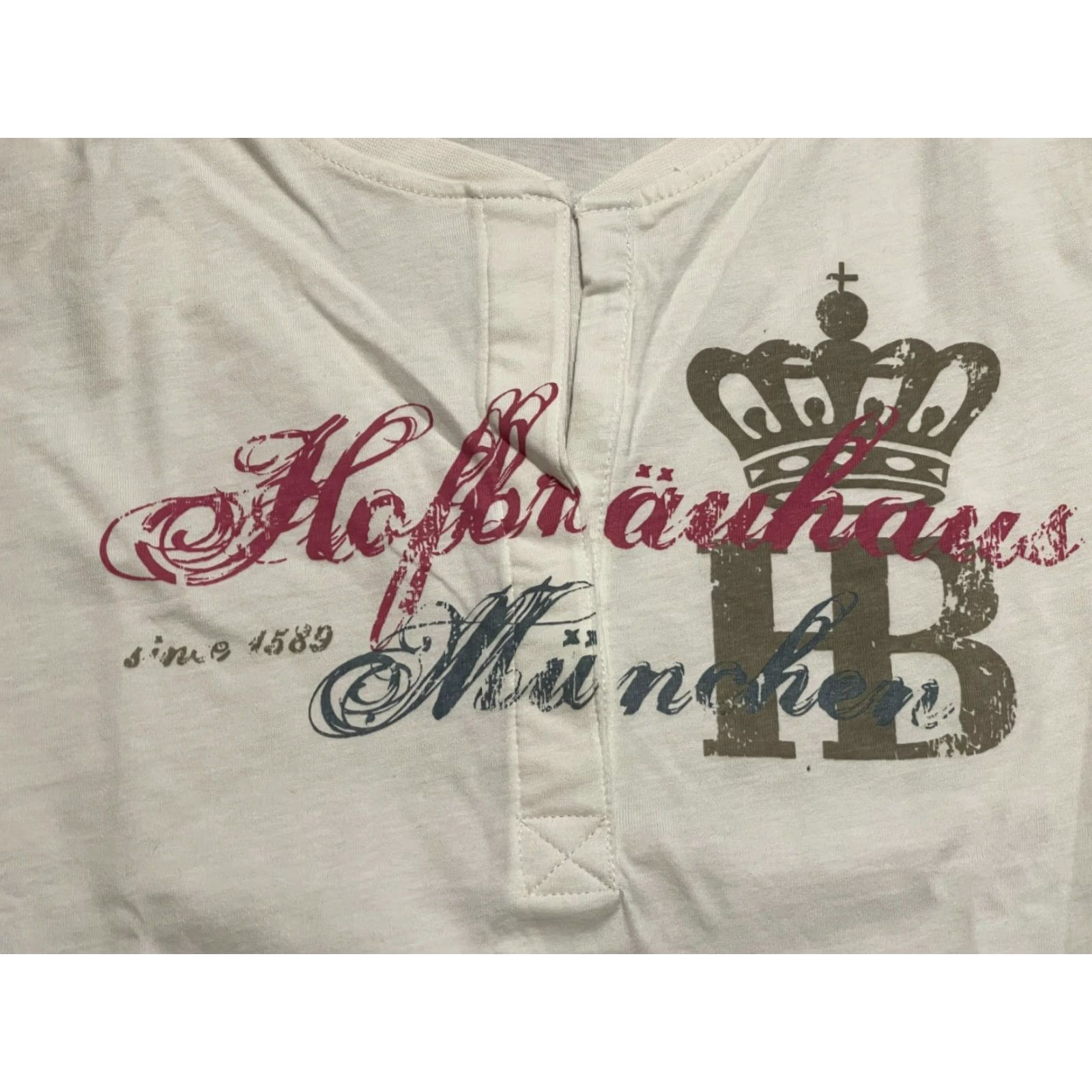 Vintage Hofbrauhaus Munchen Shirt Womens Large White V-Neck Short Sleeve T-Shirt Casual Basic NY Size L / US 10 / IT 46 - 5 Thumbnail