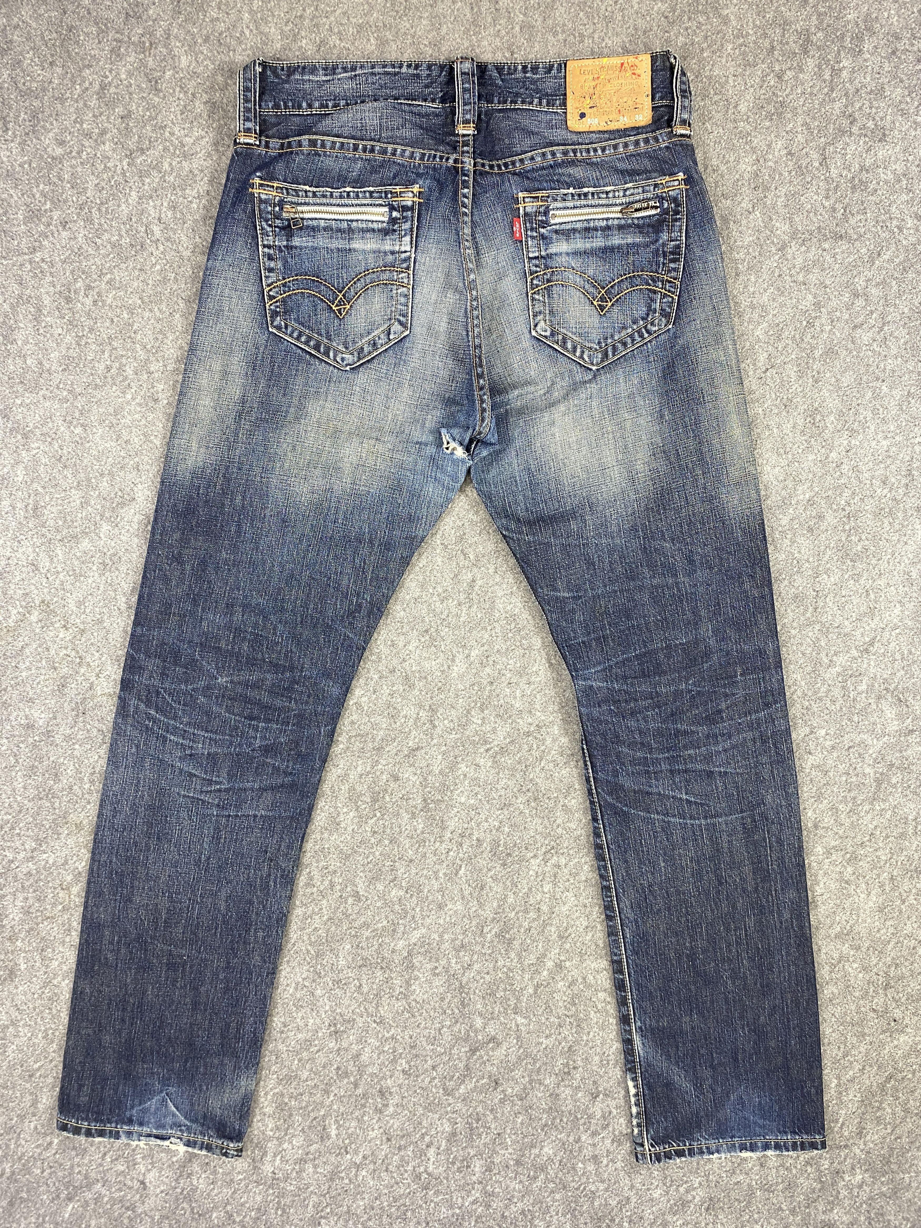 Levi's Distressed Dark Blue Levi's 505 Jeans 32x32 Denim -JN1707 Size US 32 / EU 48 - 2 Thumbnail