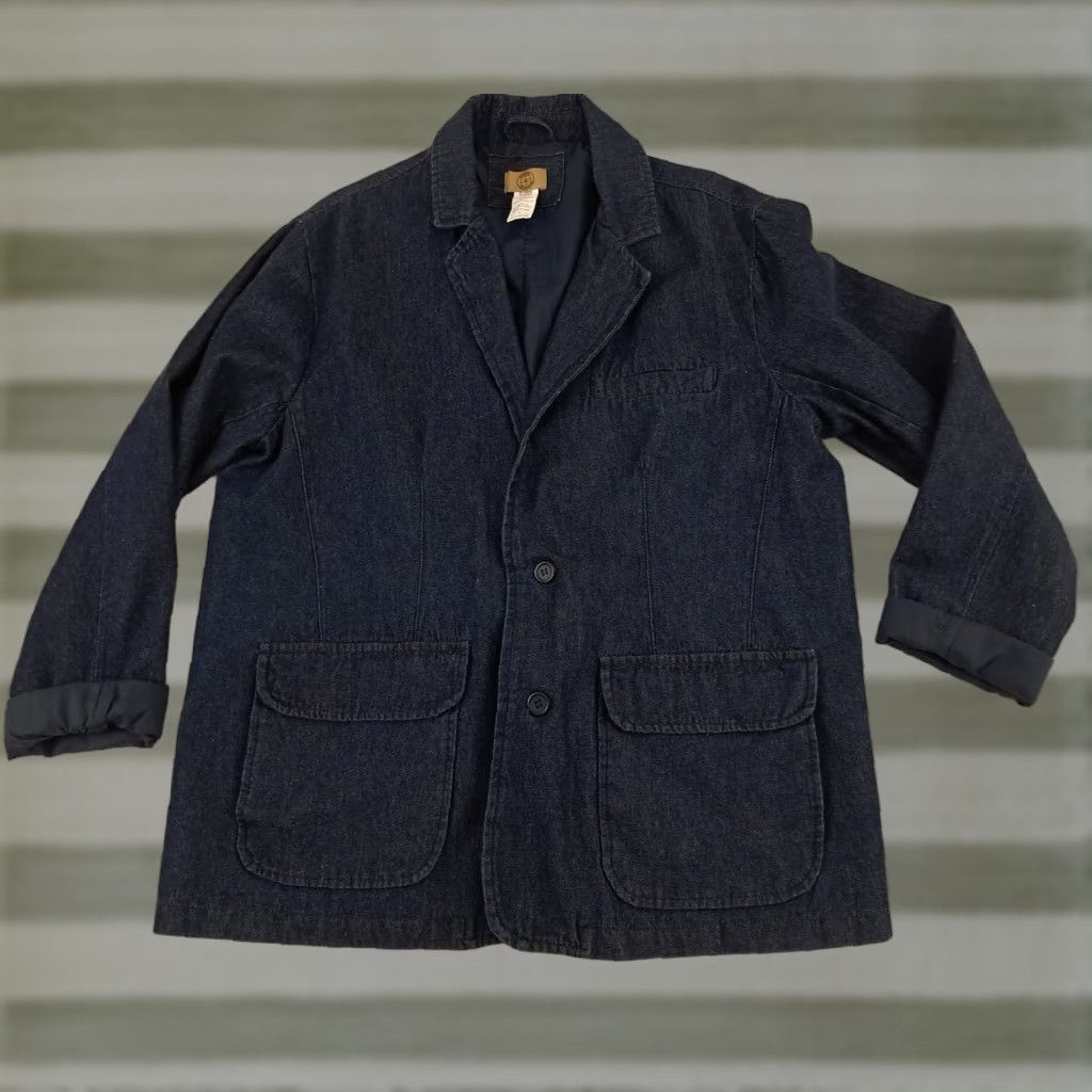 Haband VINTAGE Haband Travlers Denim Blue Jean Button Blazer Lined Coat Large Size US 33 - 1 Thumbnail
