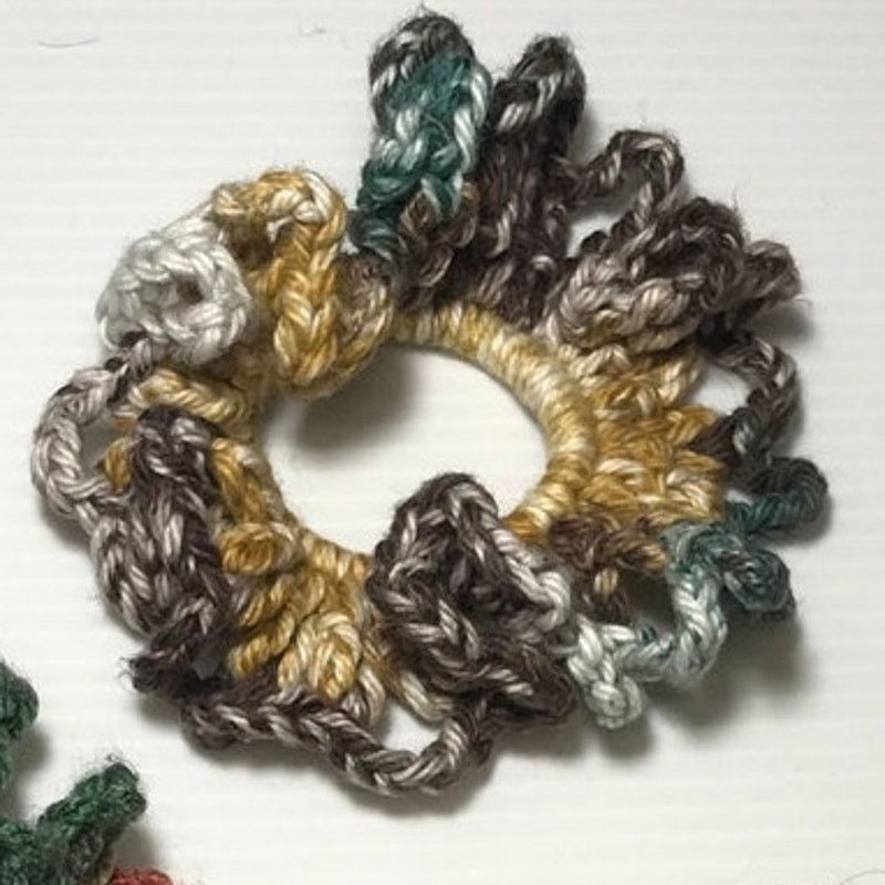 Handmade NWT Multicolor Handmade Crocheted Hair Scrunchie Set of 3 Size ONE SIZE - 3 Thumbnail
