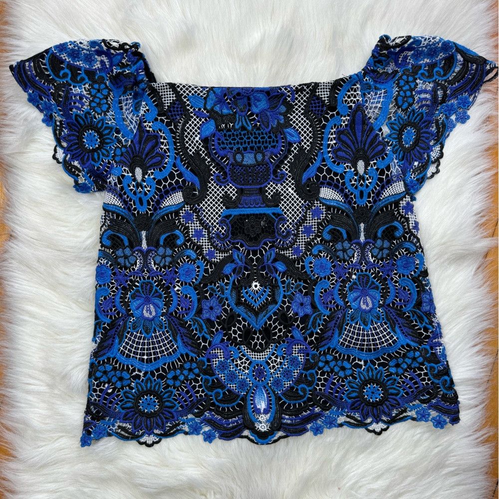 Alice + Olivia Alice + Olivia Maxie Off the Shoulder Guipure Lace Top with Size XS / US 0-2 / IT 36-38 - 3 Thumbnail