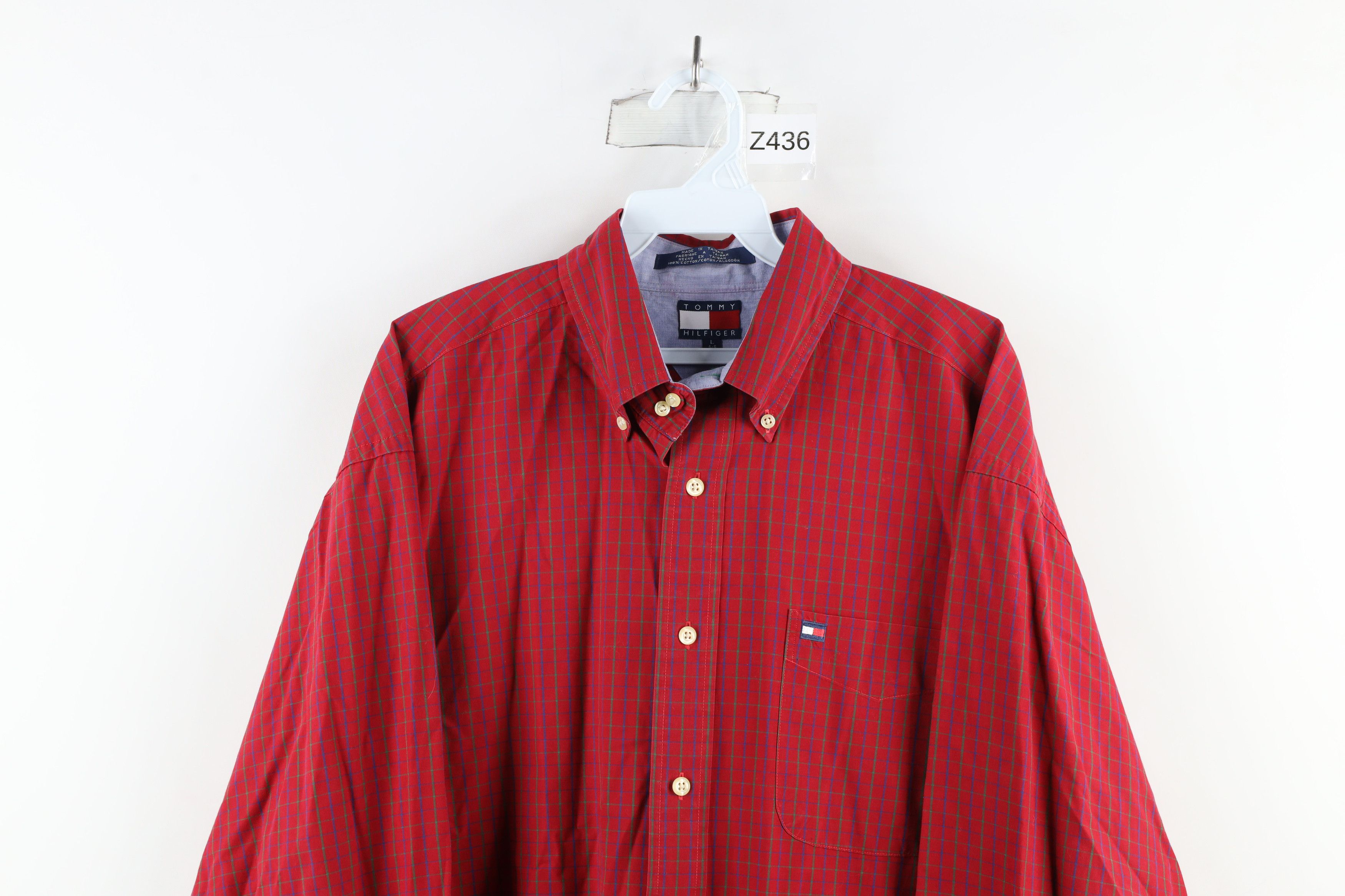 Tommy Hilfiger × Vintage Vintage 90s Tommy Hilfiger Collared Button Down Shirt Plaid Size US L / EU 52-54 / 3 - 2 Thumbnail