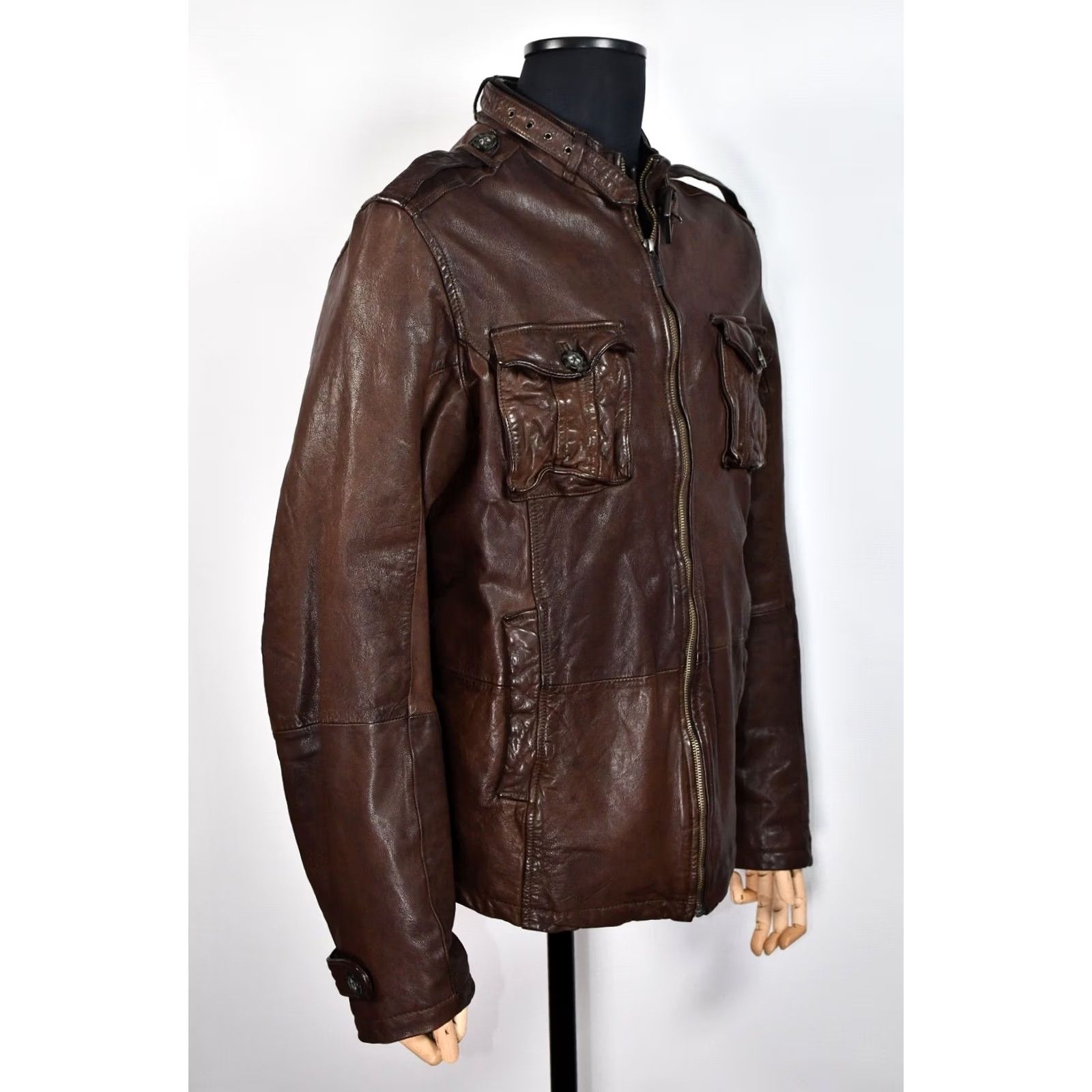 Vintage MATINIQUE Wesley Jacket Men XL Biker Leather Brown 100% Leather Vintage No? Size US XL / EU 56 / 4 - 7 Thumbnail