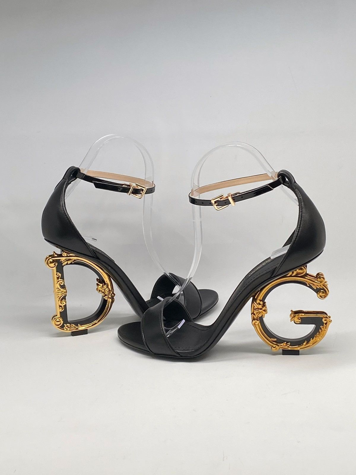 Dolce & Gabbana Dolce&Gabbana Sculpted-Heel DG Leather Sandals size 38 Size US 8 / IT 38 - 7 Thumbnail