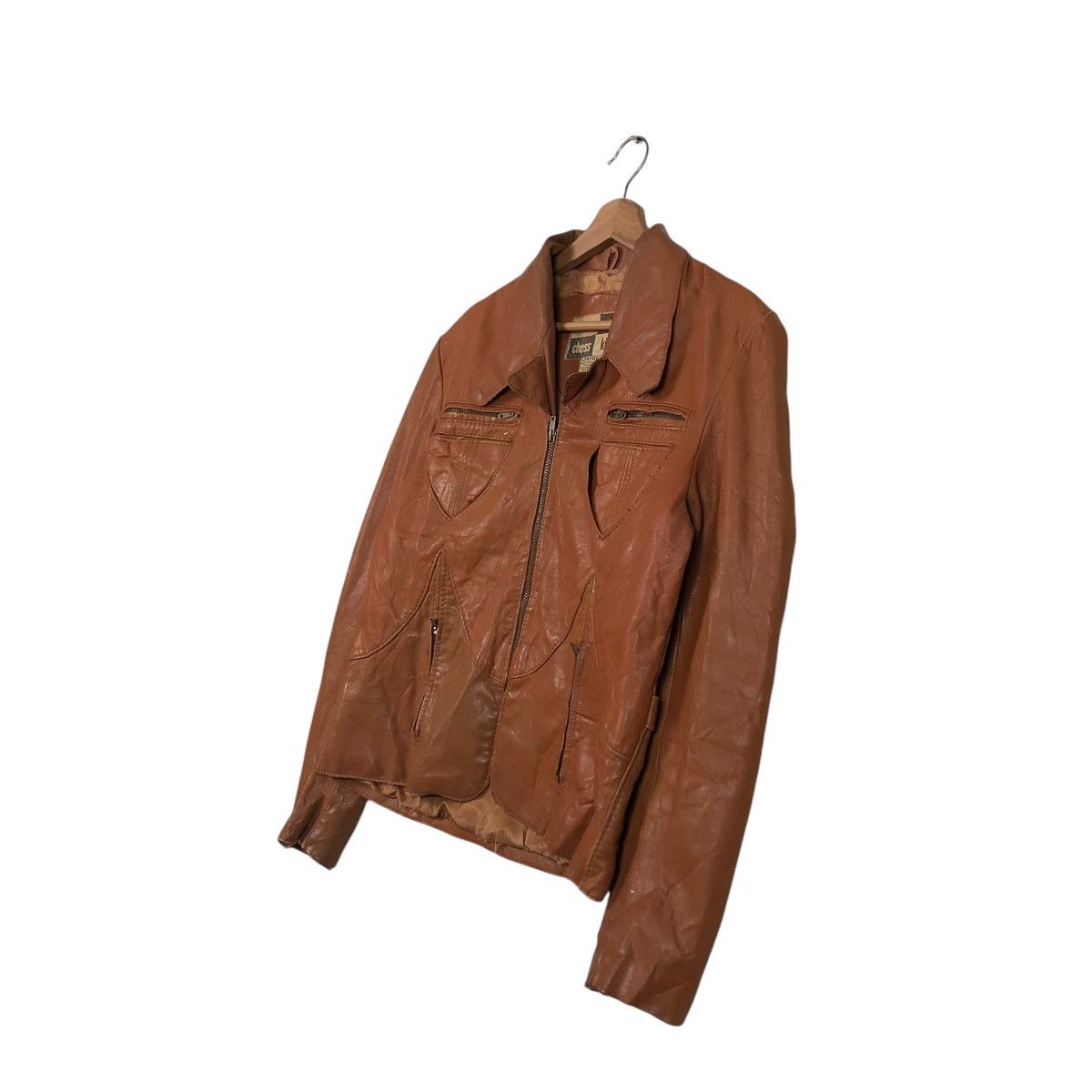 Japanese Brand 🔥VINTAGE 50’s BIKER GENUINE LEATHER JACKET CHESS KING TALON Size US S / EU 44-46 / 1 - 4 Thumbnail