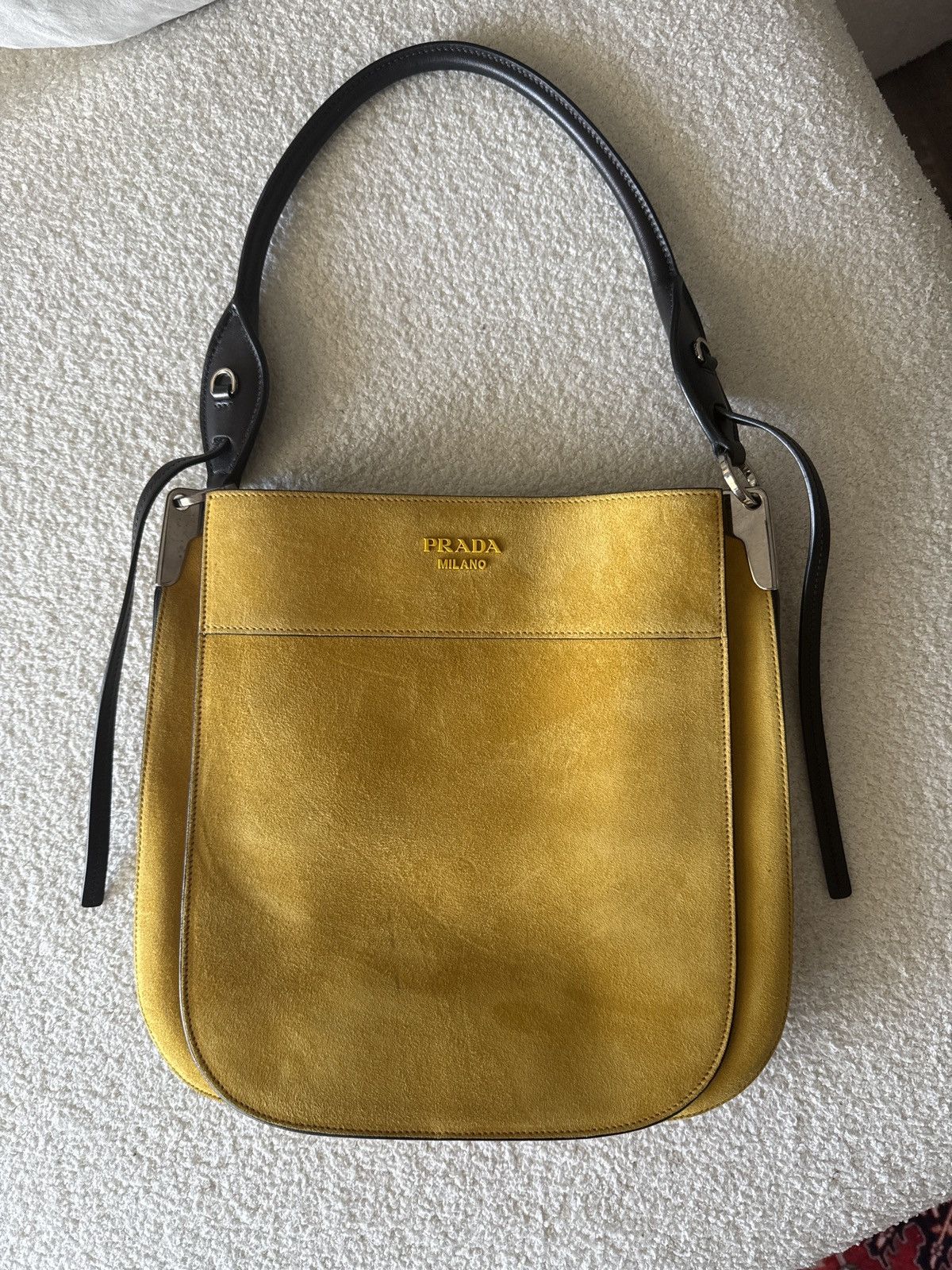 Prada Prada Yellow Margit Suede Tote Bag Size ONE SIZE - 5 Thumbnail