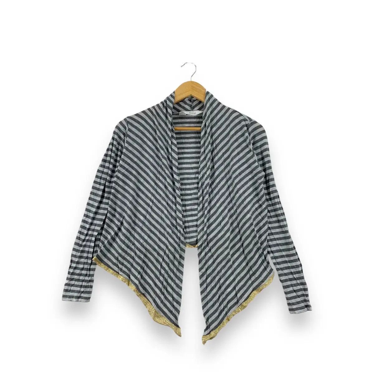 Vintage ANIMA JAPAN Viscose Rayon Striped Cardigan Cape Tee Shirt Size S / US 4 / IT 40 - 1 Thumbnail
