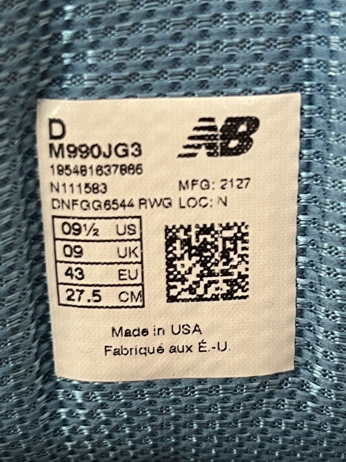 New Balance New Balance x Joe Fresh Goods 990v3 MIUSA Outside Clothes Size US 9.5 / EU 42-43 - 11 Thumbnail