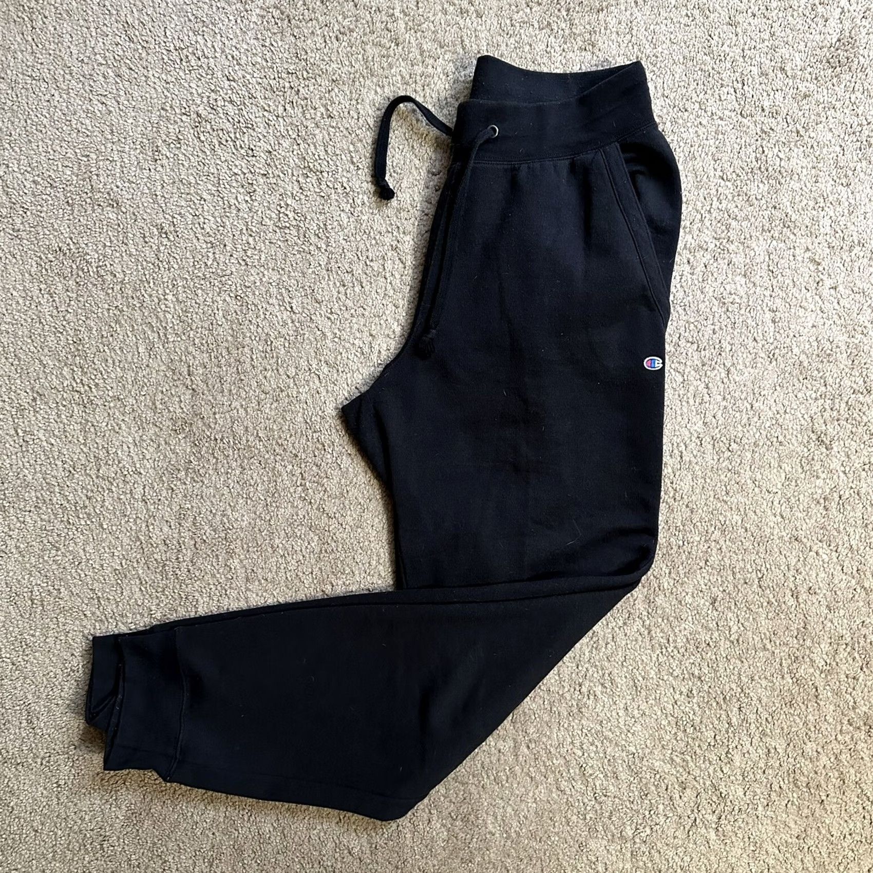 Champion Champion Sweatpants Womens Medium Black Fleece Joggers Pockets Spellout Drawstring Size 29" - 2 Thumbnail