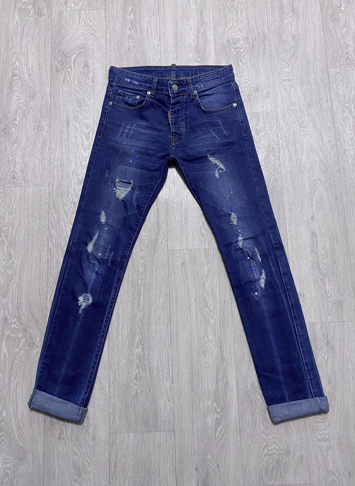 Dsquared2 Women’s Dsquared Washed Torn Distressed Paint Splatter Denim Size 28" / US 6 / IT 42 - 6 Thumbnail