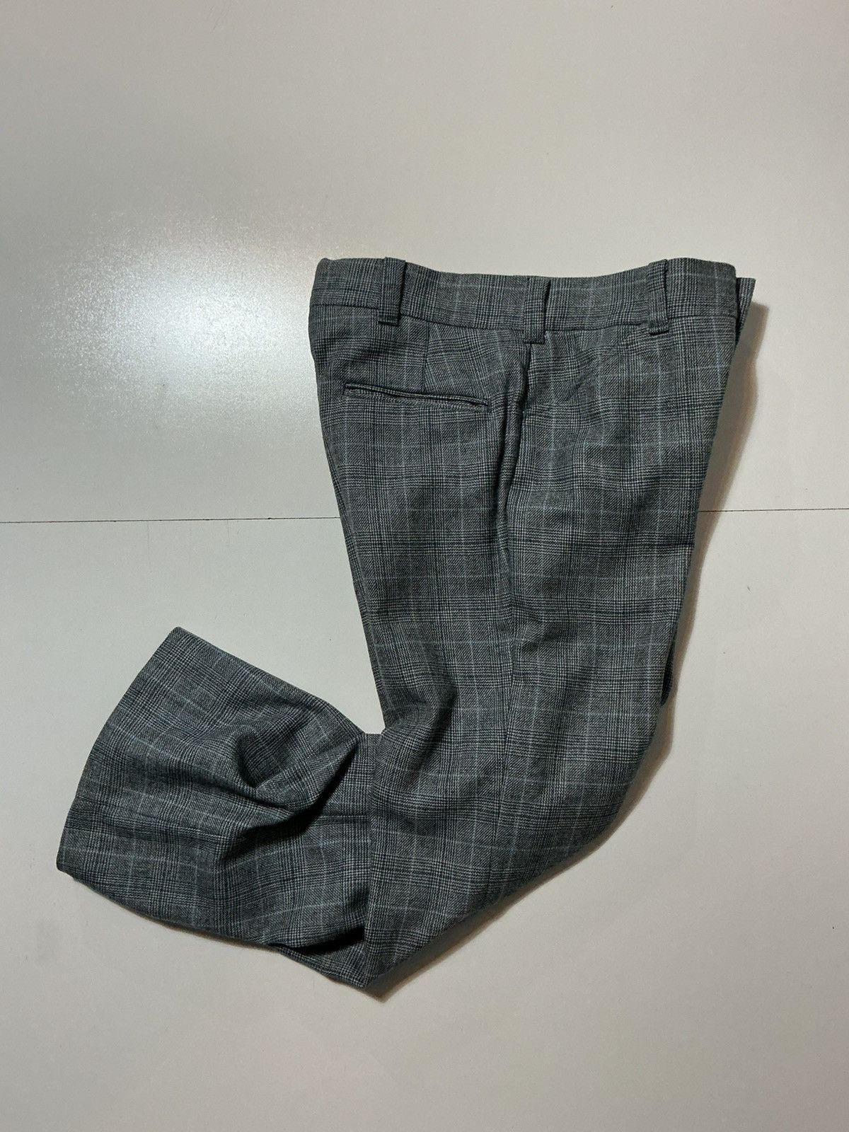 Vintage Vintage 1970s Plaid Wool Knit Flare Wide Leg Dress Pants Size US 32 / EU 48 - 2 Thumbnail