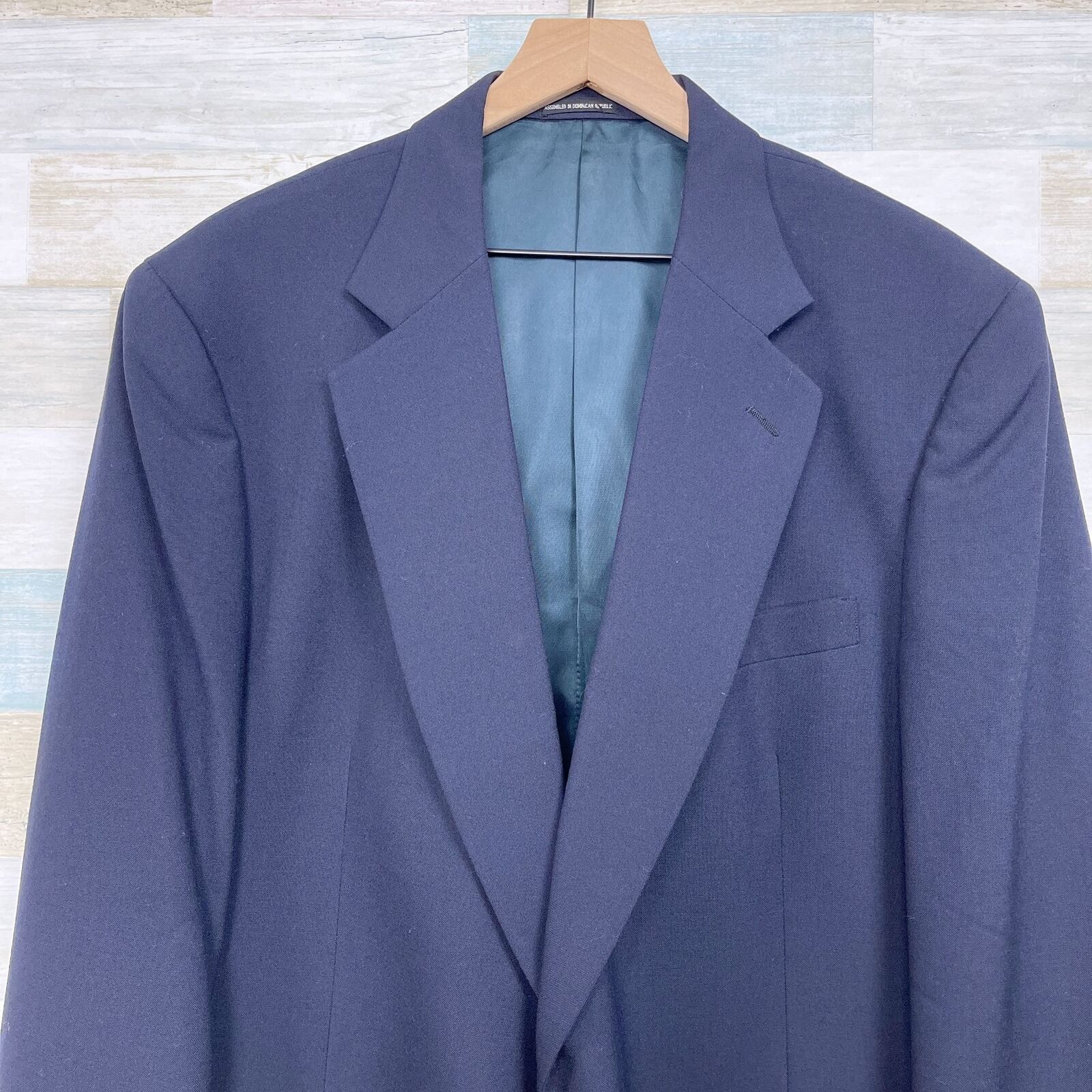 Jos. A. Bank Jos A Bank Kent Hopsack Blazer Navy Blue Gold Mens 46 Size 46L - 2 Thumbnail