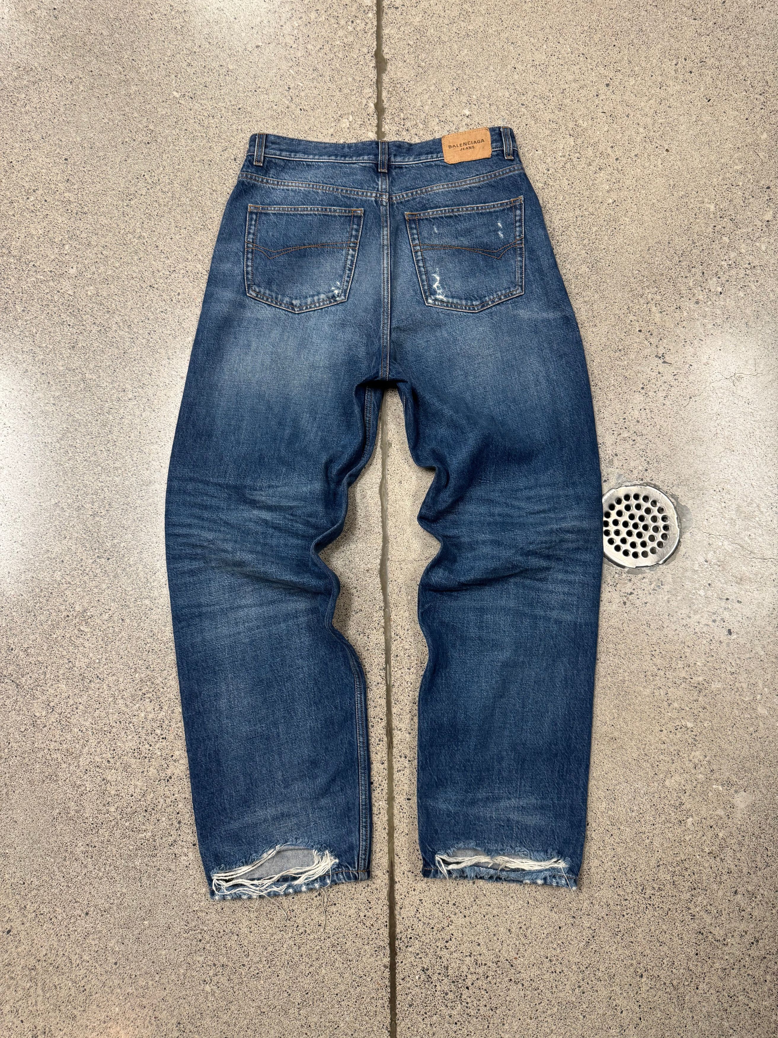 Balenciaga 2021 Balenciaga Blue Washed Heel Bite Denim Size US 28 / EU 44 - 1 Thumbnail