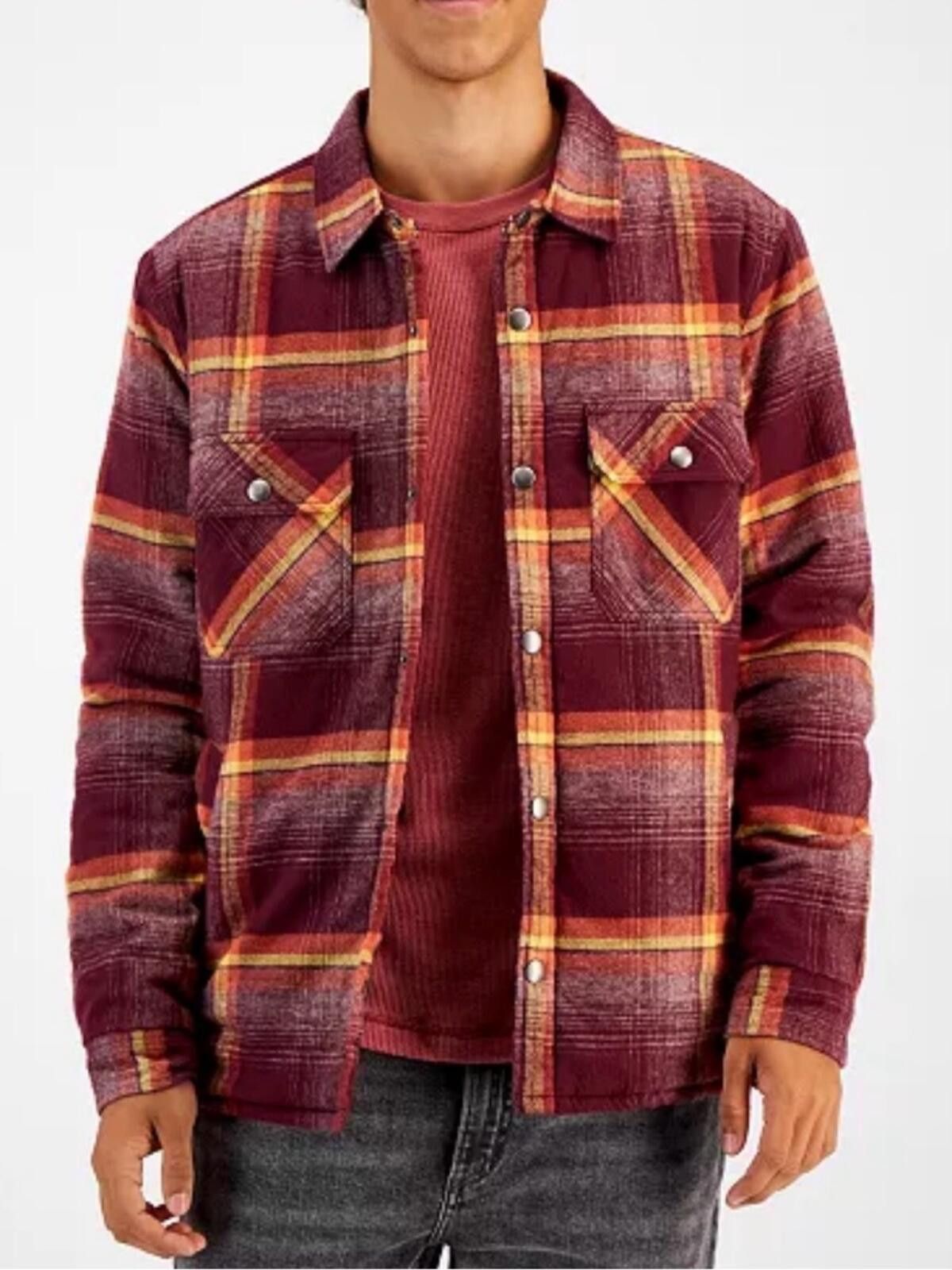 Other Sun + Stone / Plaid Shirt Jacket / Red Yellow Flannel Size US M / EU 48-50 / 2 - 1 Thumbnail