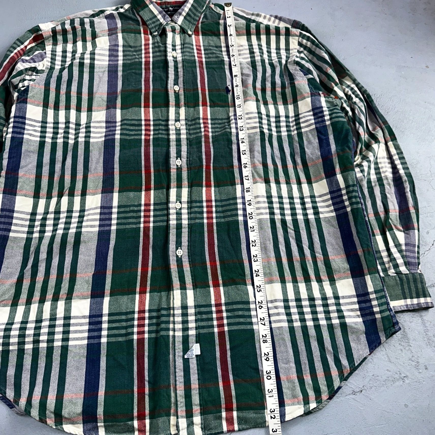 Ralph Lauren VINTAGE Ralph Lauren Button-Down Shirt Men XL Green Plaid Cotton Heavy Cotton Casual Shirt Size US XL / EU 56 / 4 - 4 Thumbnail