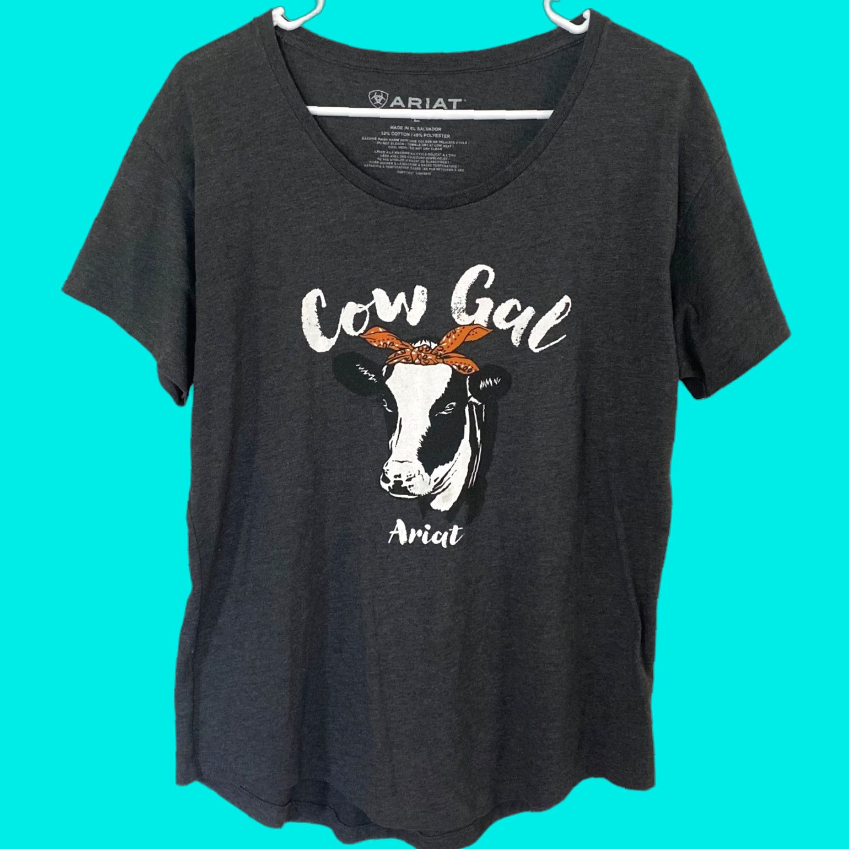 Ariat VINTAGE Ariat Cow Gal Graphic T Shirt Charcoal Gray Short Sleeve Womens Large L Woman T-Shirt Gray Cotton Blend Short Sleeve Gal Graphic Size L / US 10 / IT 46 - 1 Thumbnail