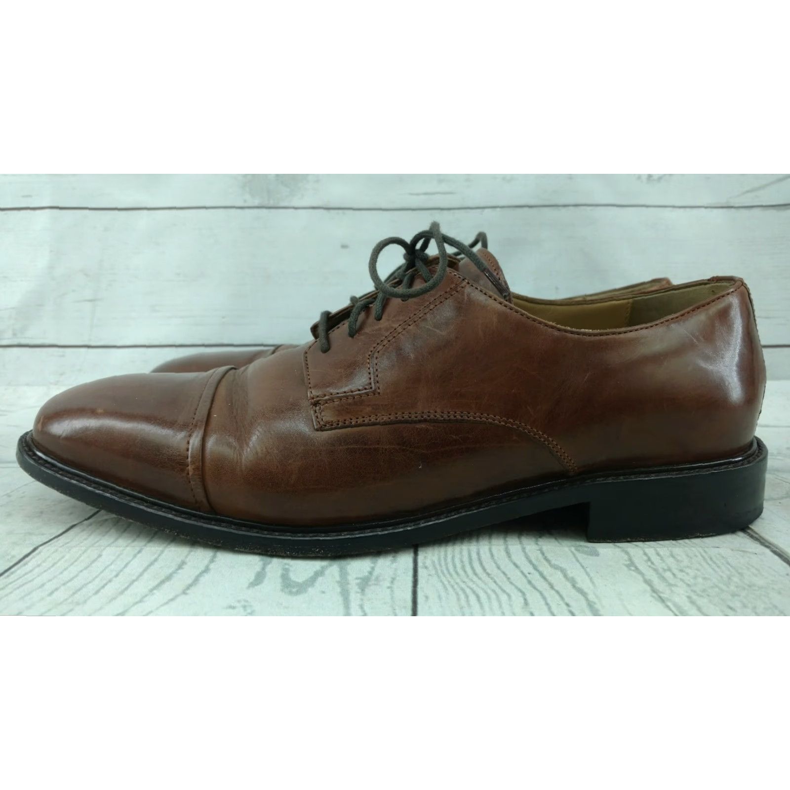 Johnston & Murphy Johnston & Murphy Men's Brown Leather Cap Toe Oxfords 9.5M Size ONE SIZE - 5 Thumbnail