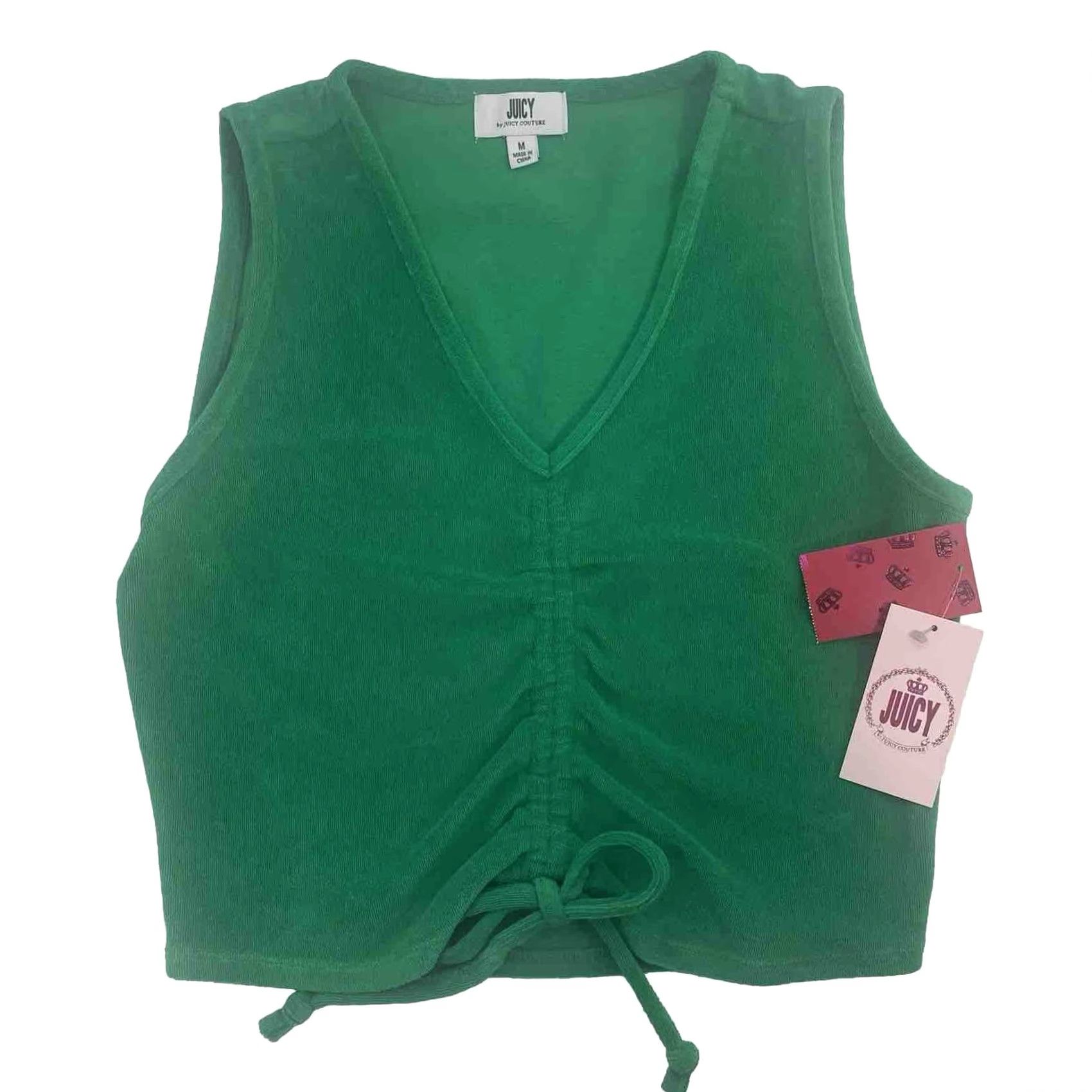 Juicy Couture Juicy Couture Palm Tree Sleeveless Top Women Medium Green V Neck NWT Crop Tank Regular Size S Sleeveless Cotton Polyester Tie Bottom Size S / US 4 / IT 40 - 2 Thumbnail