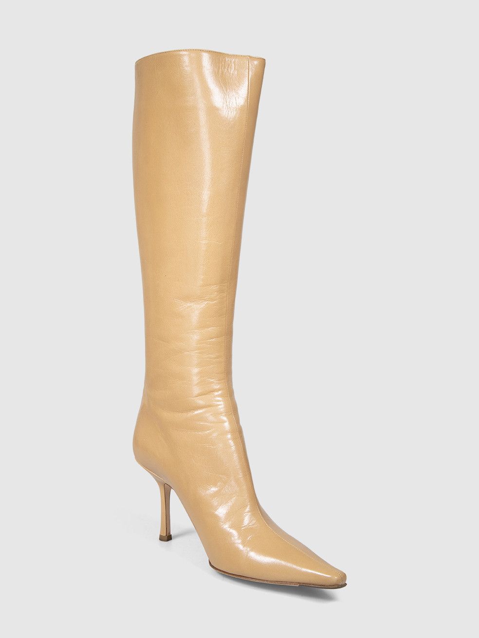 Jimmy Choo Beige Camel Leather Peony Heeled Boots Size US 8.5 / IT 38.5 - 1 Thumbnail