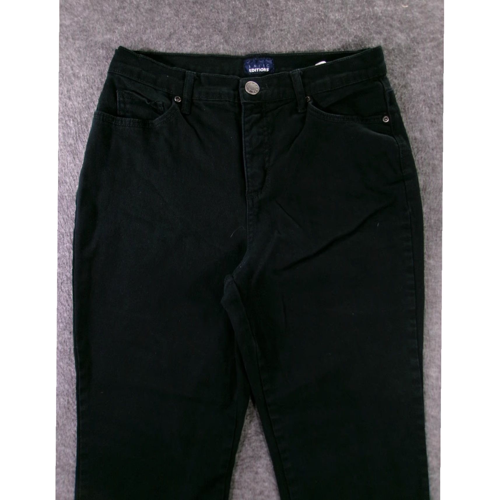 Basic Editions BASIC EDITIONS Pants Women 8 Short Black Casual Straight Leg Mid Rise Comfort Workwear Size 30" / US 8 / IT 44 - 2 Thumbnail