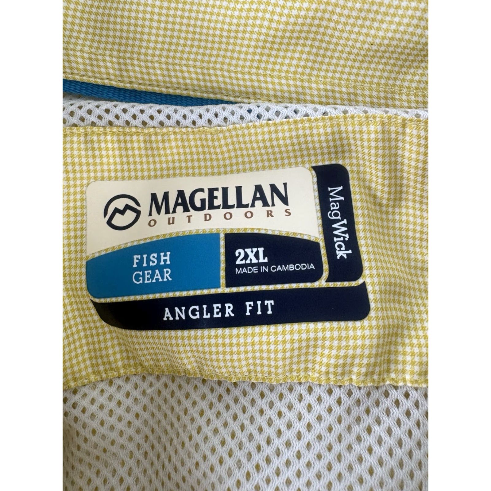 Vintage Magellan Outdoors Angler Fit Fish Gear Button Up Shirt Men’s 2XL Yellow/White Check Size US XXL / EU 58 / 5 - 7 Thumbnail