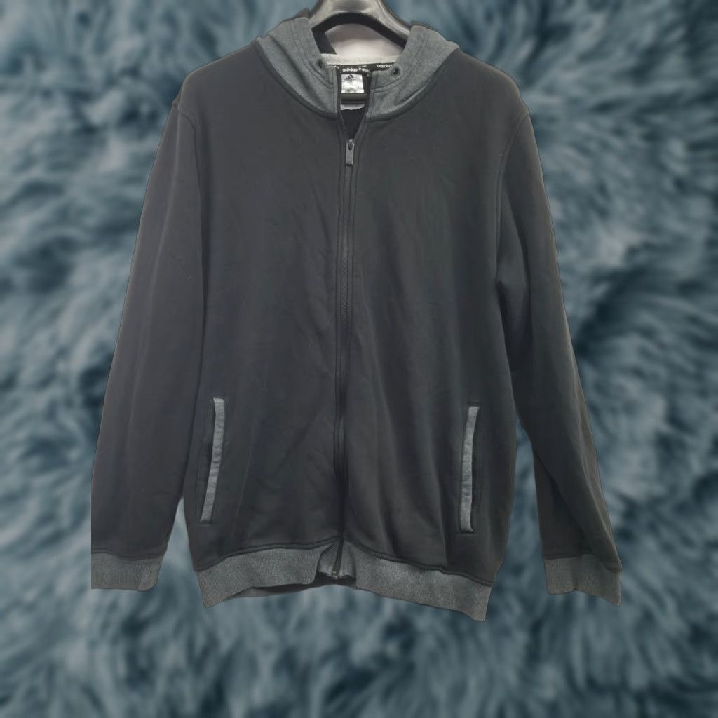 Adidas ADIDAS Basketball Hoodie Men XL Black Full Zip with Pockets Athletic Jacket Flaws Small Back Hole Size US XL / EU 56 / 4 - 1 Thumbnail