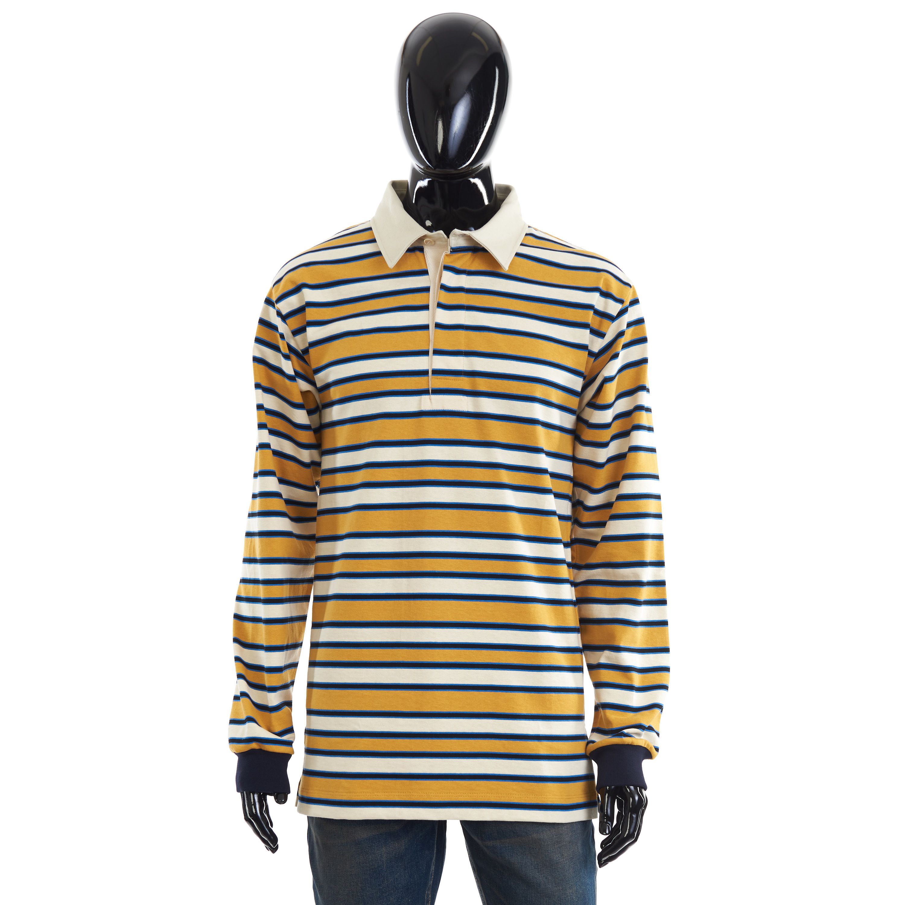 image of Gucci Yellow Striped Polo Shirt With Patch, Men's (Size Small)