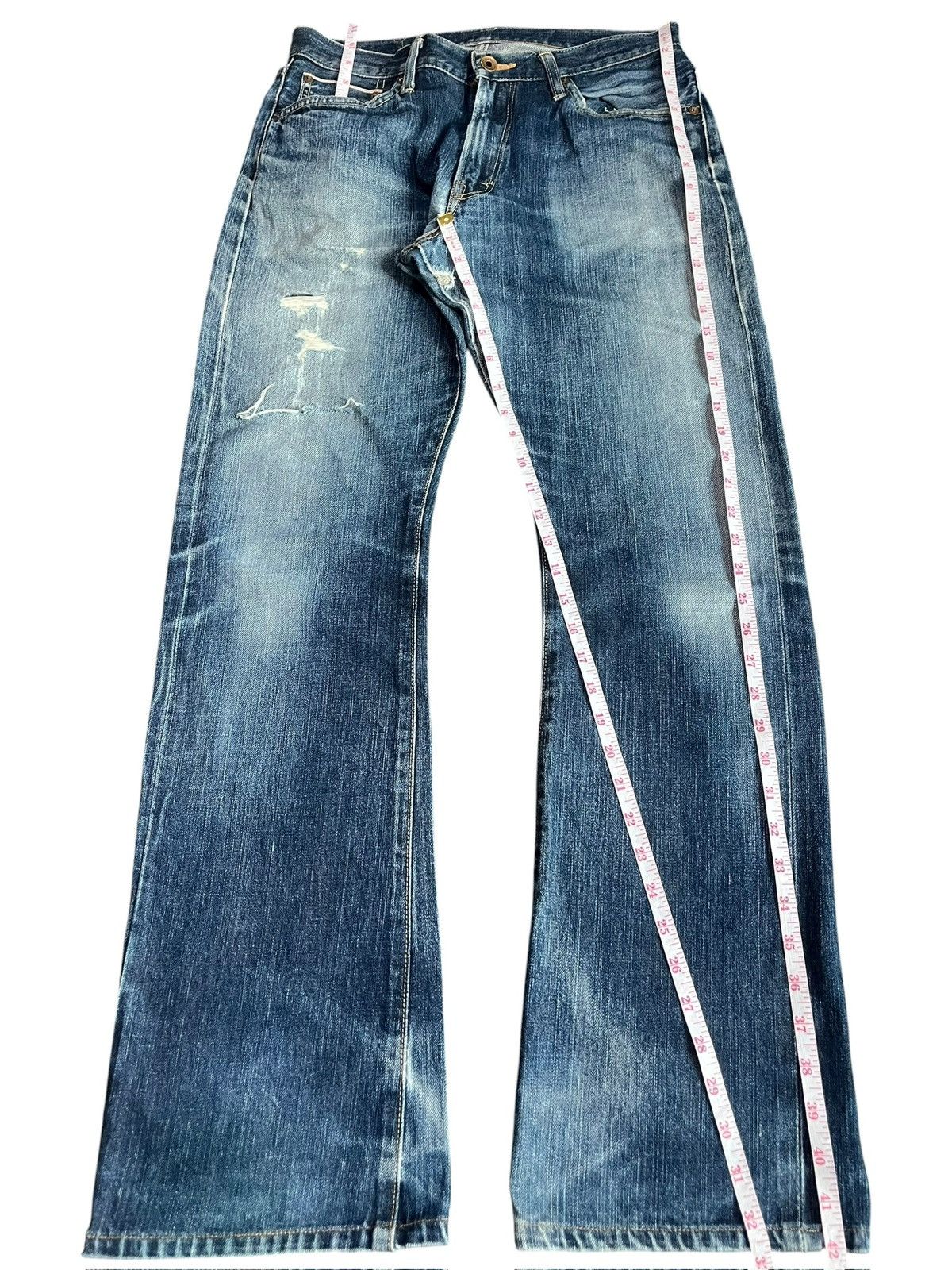 Edwin Vintage Edwin 505 Selvedge Distress Flare Jeans Size US 32 / EU 48 - 7 Thumbnail