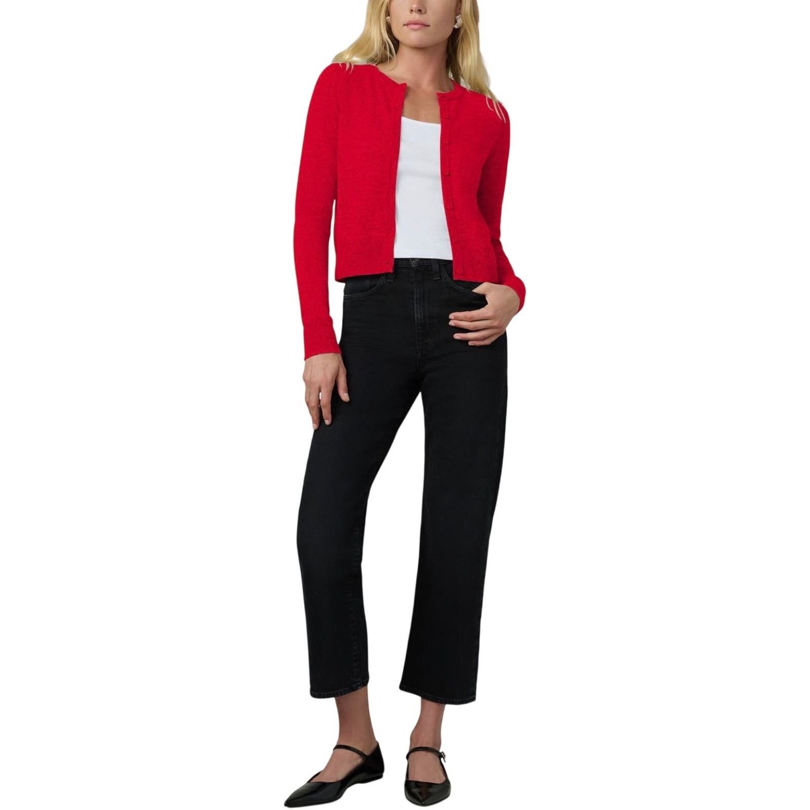 Joe's the Dani Cashmere Button Crop Cardigan Holiday Red Small Size S / US 4 / IT 40 - 7 Thumbnail