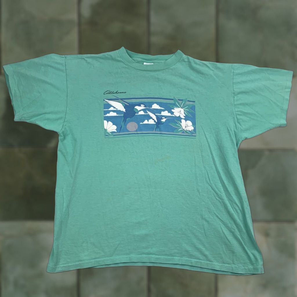Anvil Vintage Anvil Oklahoma T-Shirt Adult XL Blue 90s Animals Nature Crew Neck Short Sleeve Mens Size US XL / EU 56 / 4 - 1 Thumbnail