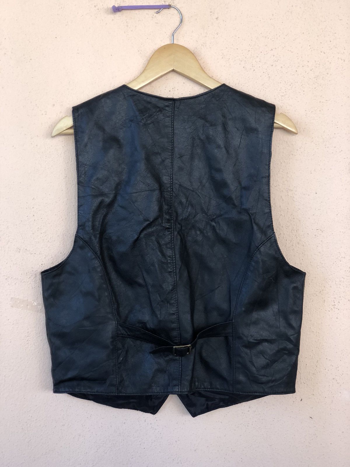 Genuine Leather × Vintage Vintage Black Leather Vest Size US L / EU 52-54 / 3 - 2 Thumbnail