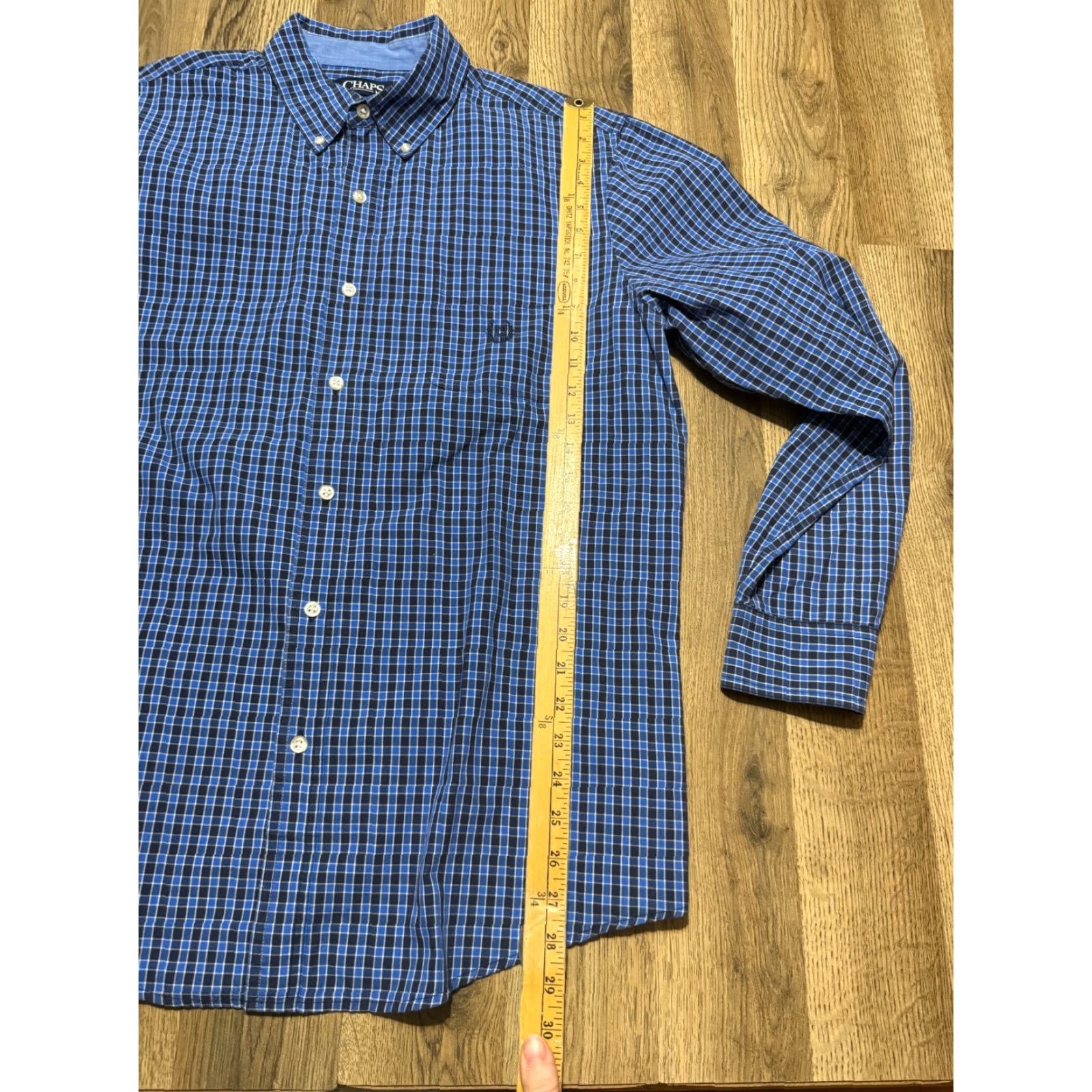 Chaps CHAPS Shirt Men's Large Blue White Black Plaid Long Sleeve Button Down Shirt Size US L / EU 52-54 / 3 - 7 Thumbnail