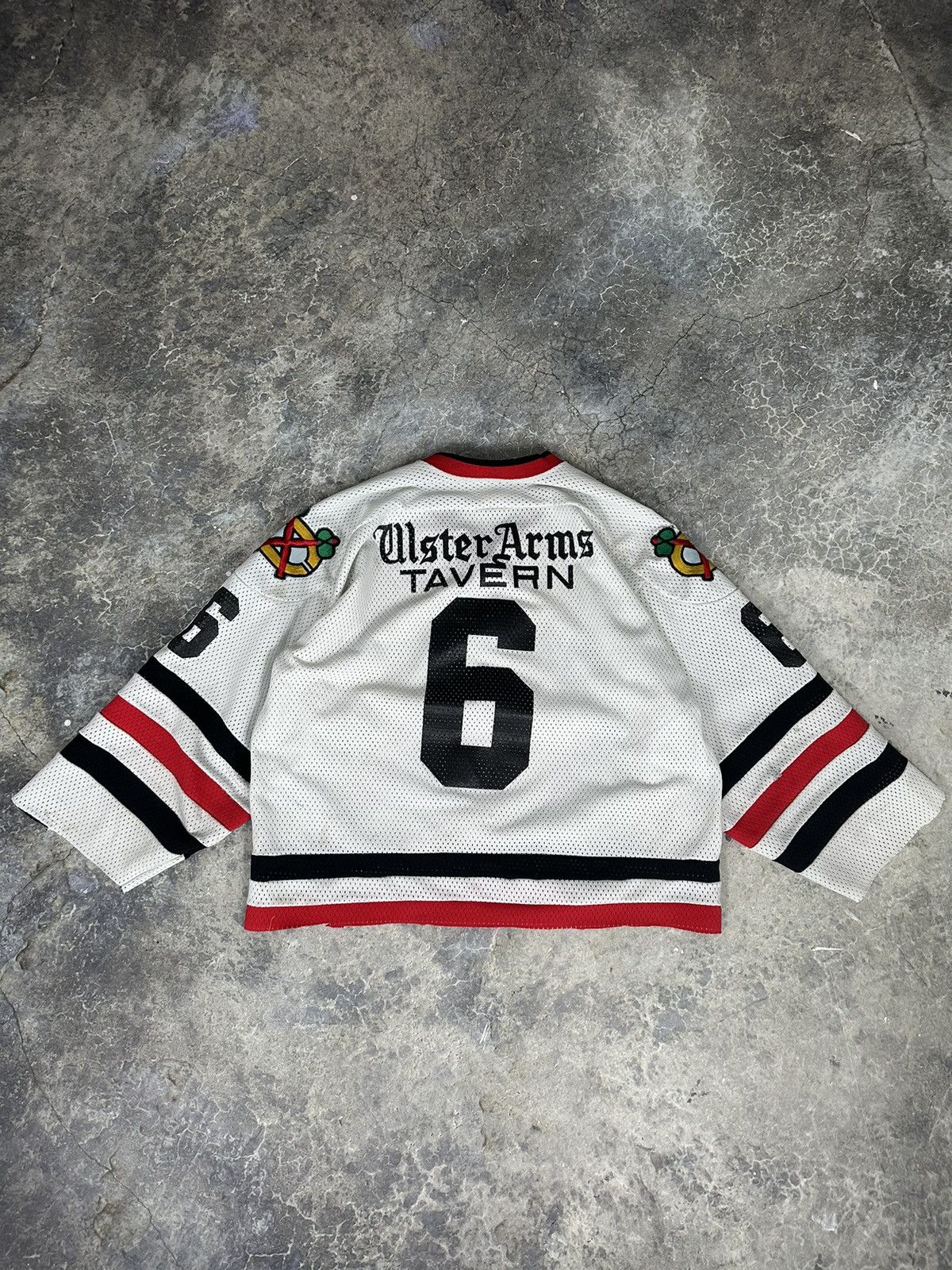 NHL × Vintage Vintage Black Hawks Thrashed Mesh Jersey Size US L / EU 52-54 / 3 - 7 Thumbnail