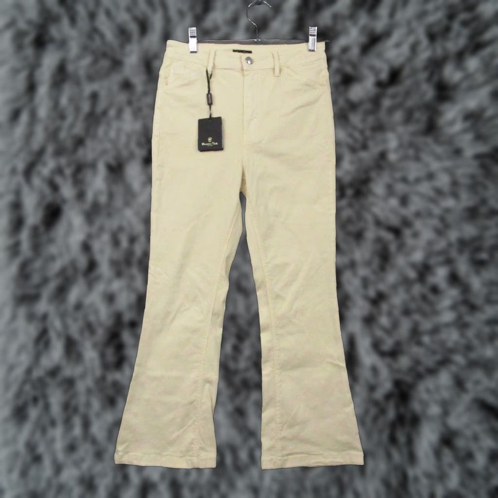 VINTAGE Massimo Dutti Flared Pants Women 4 Eggshell Slimming Crop NWT