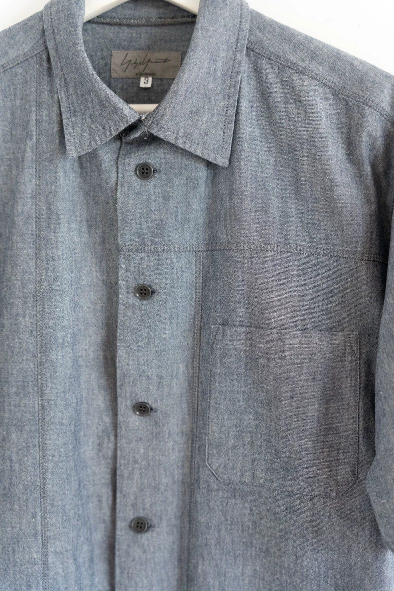 Yohji Yamamoto Yohji Yamamoto 12ss open line denim short sleeve shirt Size US L / EU 52-54 / 3 - 4 Thumbnail