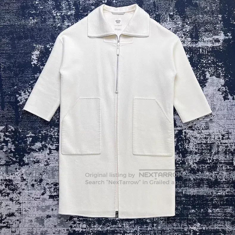 Hermes Hermes White Collar Zip-Up Loose Cashmere Coat Size XS / US 0-2 / IT 36-38 - 1 Thumbnail
