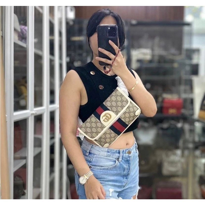 Gucci Gucci brown/white GG canvas webOphedia Belt bag 80cm/32" Size ONE SIZE - 14 Thumbnail